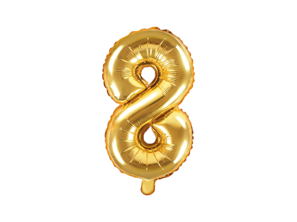 Foil Balloon Number ''8'', 35cm, gold