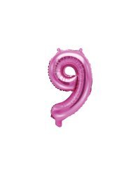 Foil Balloon Number ''9'', 35cm, dark pink