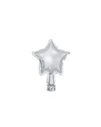 Foil balloons Stars, 12cm, silver (1 pkt / 25 pc.)