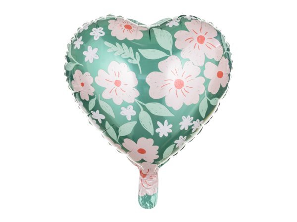 Foil balloons Heart with flowers, 45 cm, mix