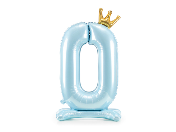  Standing foil balloon Number ''0'' , 84 cm, sky-blue