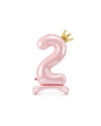 Standing foil balloon Number ''2'' , 84 cm, light pink