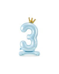 Standing foil balloon Number ''3'' , 84 cm, sky-blue