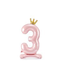  Standing foil balloon Number ''3'' , 84 cm, light pink