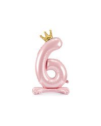  Standing foil balloon Number ''6'' , 84 cm, light pink