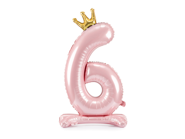  Standing foil balloon Number ''6'' , 84 cm, light pink