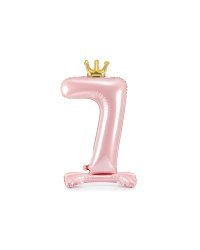 Standing foil balloon Number ''7'' , 84 cm, light pink