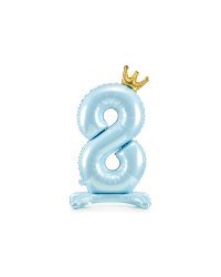 Standing foil balloon Number ''8'' , 84 cm, sky-blue