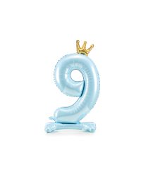  Standing foil balloon Number ''9'' , 84 cm, sky-blue