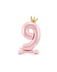 Standing foil balloon Number ''9'' , 84 cm, light pink