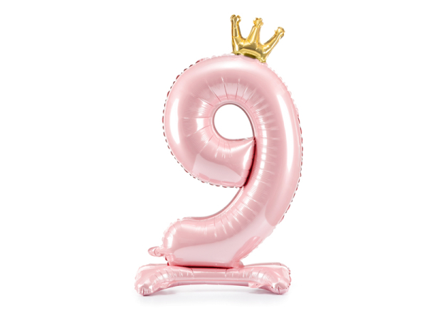 Standing foil balloon Number ''9'' , 84 cm, light pink