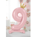 Standing foil balloon Number ''9'' , 84 cm, light pink