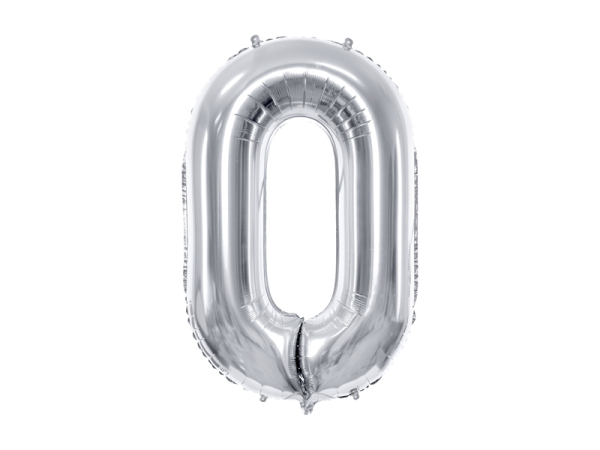 Foil Balloon Number ''0'', 86cm, silver