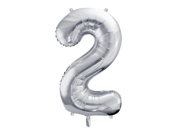 Foil Balloon Number ''2'', 86cm, silver