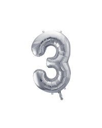 Foil Balloon Number ''3'', 86cm, silver