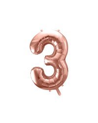 Foil Balloon Number ''3'', 86cm, rose gold