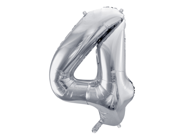 Foil Balloon Number ''4'', 86cm, silver