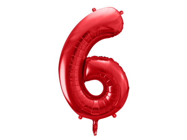 Foil Balloon Number ''6'', 86cm, red