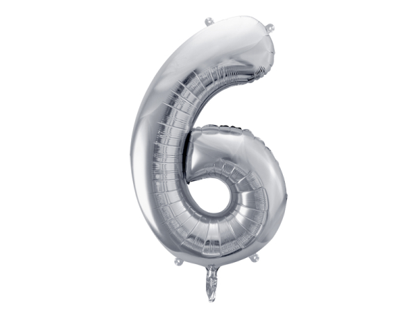 Foil Balloon Number ''6'', 86cm, silver