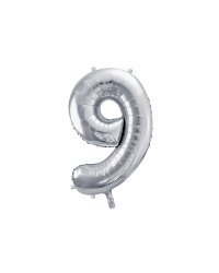 Foil Balloon Number ''9'', 86cm, silver