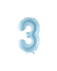 Foil Balloon Number ''3'', 86cm, light blue