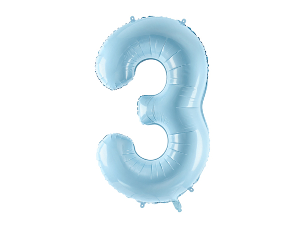 Foil Balloon Number ''3'', 86cm, light blue