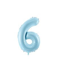 Foil Balloon Number ''6'', 86cm, light blue