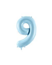 Foil Balloon Number ''9'', 86cm, light blue