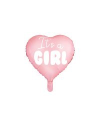 Foil Balloon Heart - It's a girl, 45cm, light pink