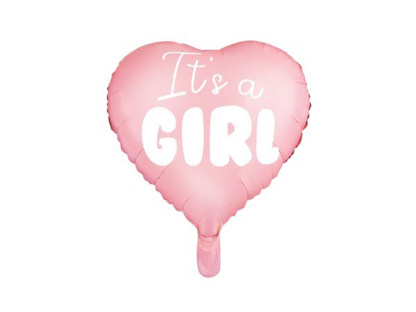 Foil Balloon Heart - It's a girl, 45cm, light pink