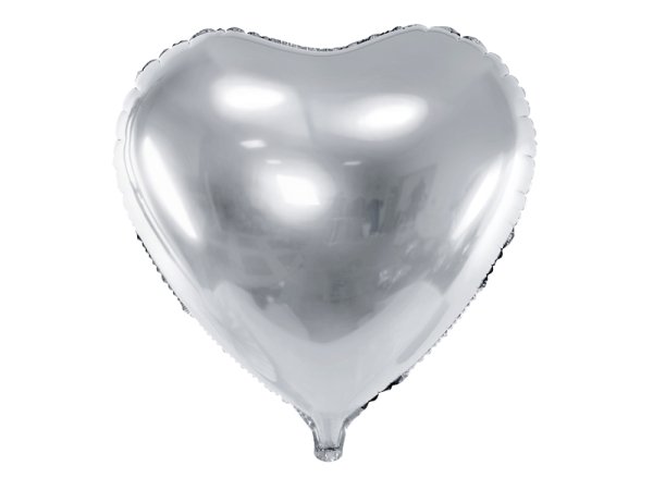 Foil Balloon Heart, 61cm, silver