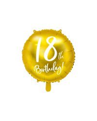 Foil Balloon 18th Birthday, gold, 45 cm