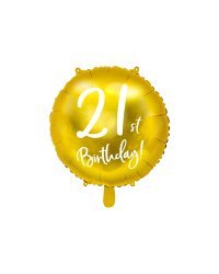 Foil Balloon 21st Birthday, gold, 45cm