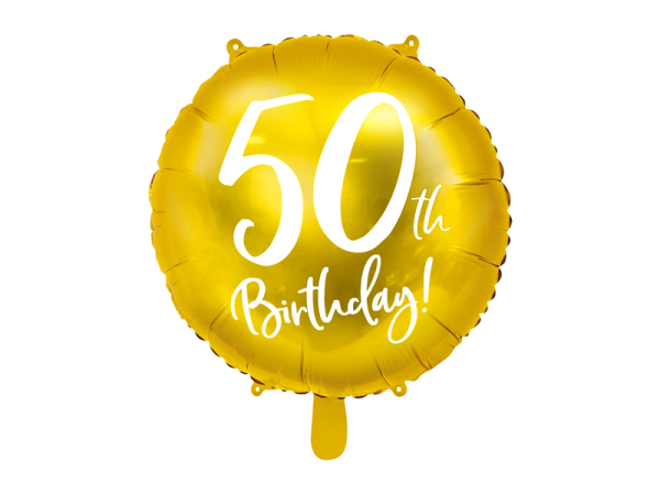 Foil Balloon 50th Birthday, gold, 45 cm