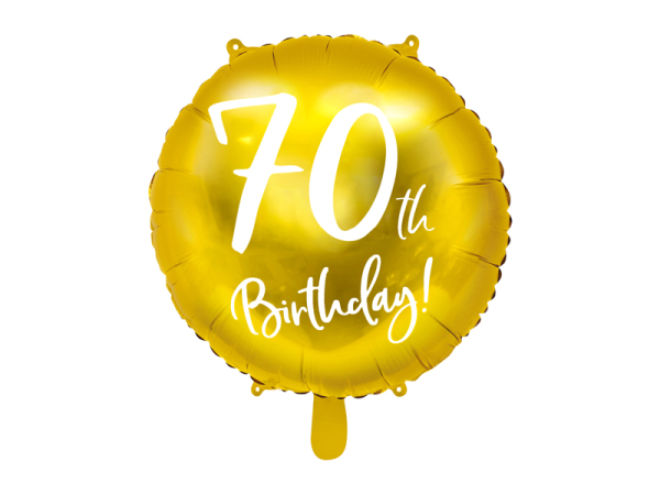 Foil Balloon 70th Birthday, gold, 45cm