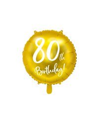 Foil Balloon 80th Birthday, gold, 45cm