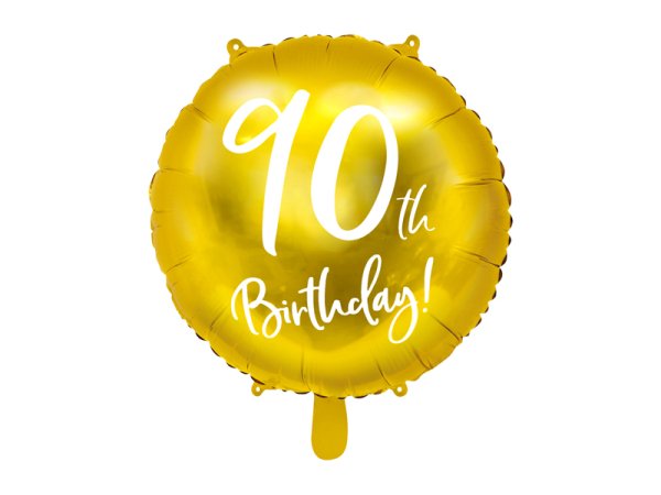 Foil Balloon 90th Birthday, gold, 45cm