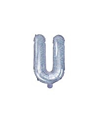 Foil Balloon Letter ''U'', 35cm, holographic