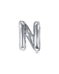 Foil Balloon Letter ''N'', 35cm, silver