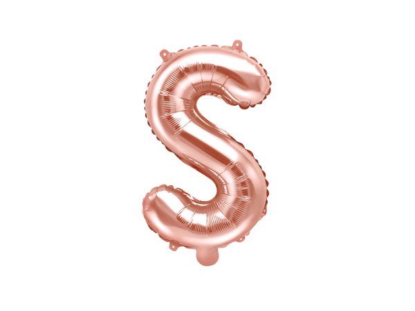 Foil Balloon Letter ''S'', 35cm, rose gold