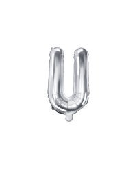 Foil Balloon Letter ''U'', 35cm, silver