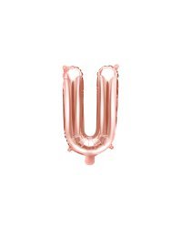 Foil Balloon Letter ''U'', 35cm, rose gold