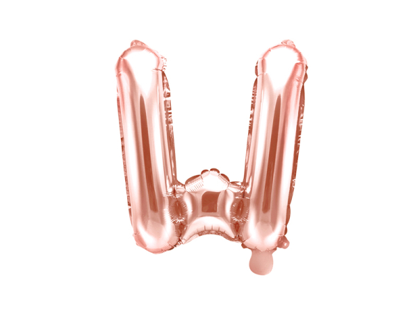 Foil Balloon Letter ''W'', 35cm, rose gold