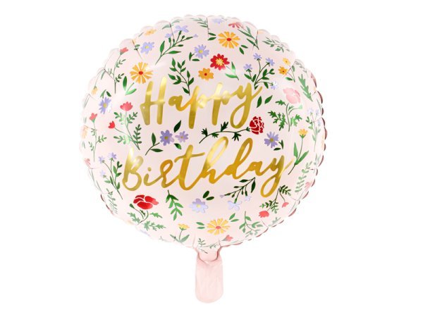 Foil balloon Happy Birthday, 35cm, light pink