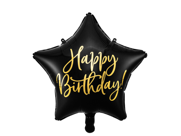 Foil balloon Happy Birthday, 40cm, black