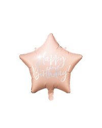 Foil balloon Happy Birthday, 40cm, light powder pink