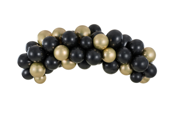 Balloon garland - black and gold, 200cm (1 pkt / 60 pc.)