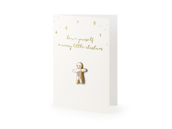 Card with enamel pin Gingerbread Man, 10.5x14.8cm