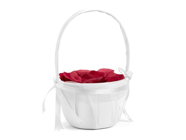 Wedding basket for rose petals or coins, white