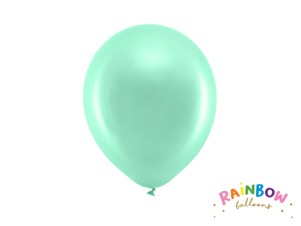 Rainbow Balloons 23cm metallic, mint (1 pkt / 10 pc.)